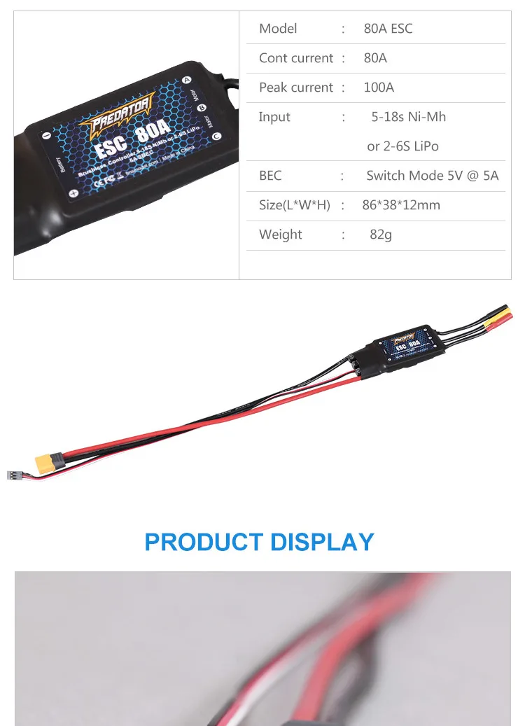 Modelo de Peças de Avião 80a com 5a Nova Sbec Velocidade Controller Burshless Apoio Xt60 2 S-6 s Bateria Plug rc Drone Avião Barco Fms Esc 12 Speed Controller Burshless Apoio XT60 2 S-6