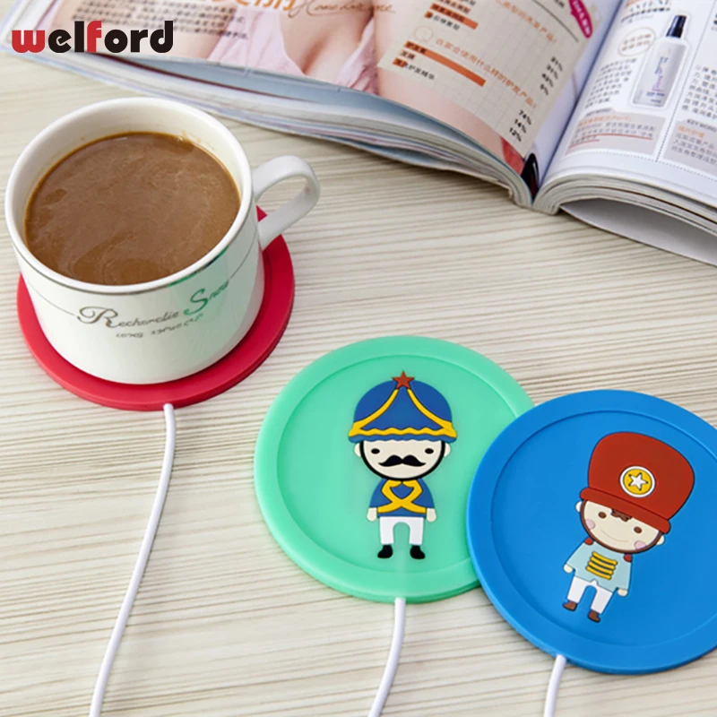 Новый мультфильм солдат дизайн силиконовые USB Coaster чашки Отопление кофе чай