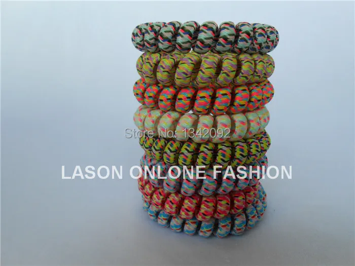 

50pcs/lot Fabric Telephone Wire Bracelet Fashion Hair Elastic For Girl Ponytail Holder Hair Scrunchies Gum Lady