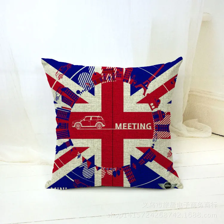 Наволочка для подушек в европейском и американском стиле, британский флаг риса, хлопок и лен, подушки для подушек, домашний декор, ткань, сделай сам, 45x45 см
