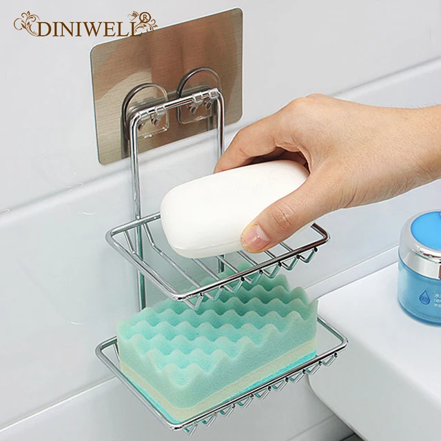 DINIWELL Home Storage Holder Unique Durable Double Sucker Soap Stand