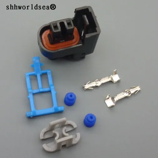 

shhworldsea 0.6mm 2 Pin/Way EV6 Injector Auto Connector Automotive Plug Socket With Wire Pigtail For Sail Excelle SGM Delphi