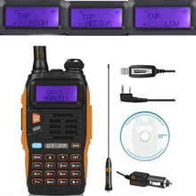 Baofeng GT-3TP MarkIII TP 1/4/8Watt High Power Dual-Band 2M/70cm Ham Two-way Radio Walkie Talkie with Programming Cable CD