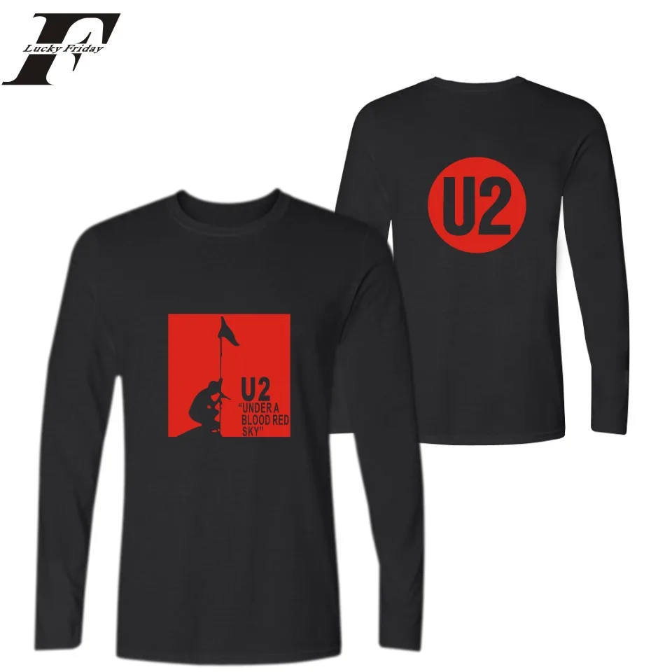 LUCKYFRIDAYF U2 футболка с длинным рукавом для Для мужчин известных электронных футболка музыканты хлопок Для мужчин ирландское Популярная рок-группа смешные футболки