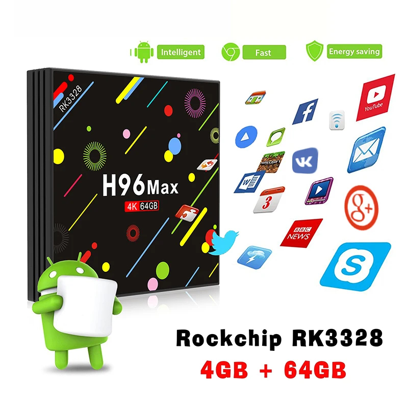 

H96 Max H2 4G 64G Android 7.1 TV Box RK3328 Quad Core 4K HD Smart Set Top Boxes Dual WiFi USB 3.0 Bluetooth 4.0 Media Player