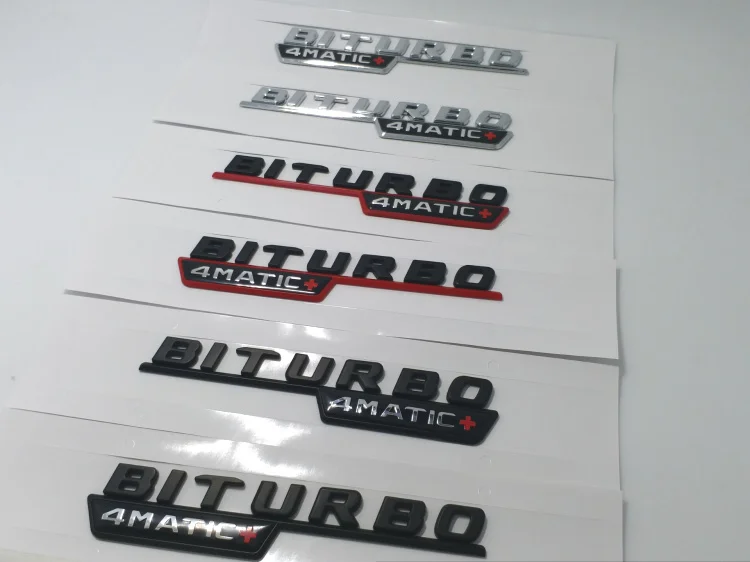 Матовый черный хром Turbo 4matic Biturbo 4matic+ эмблема на КРЫЛО боковой Supercharge логотип для автомобильного стайлинга Стикеры для Mercedes Benz