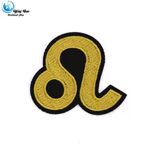 1 шт. Размер: 6,5*7,8 см железо-на вышитом золотом LEO логотип стиль аппликация для одежды аксессуары Патчи P-131