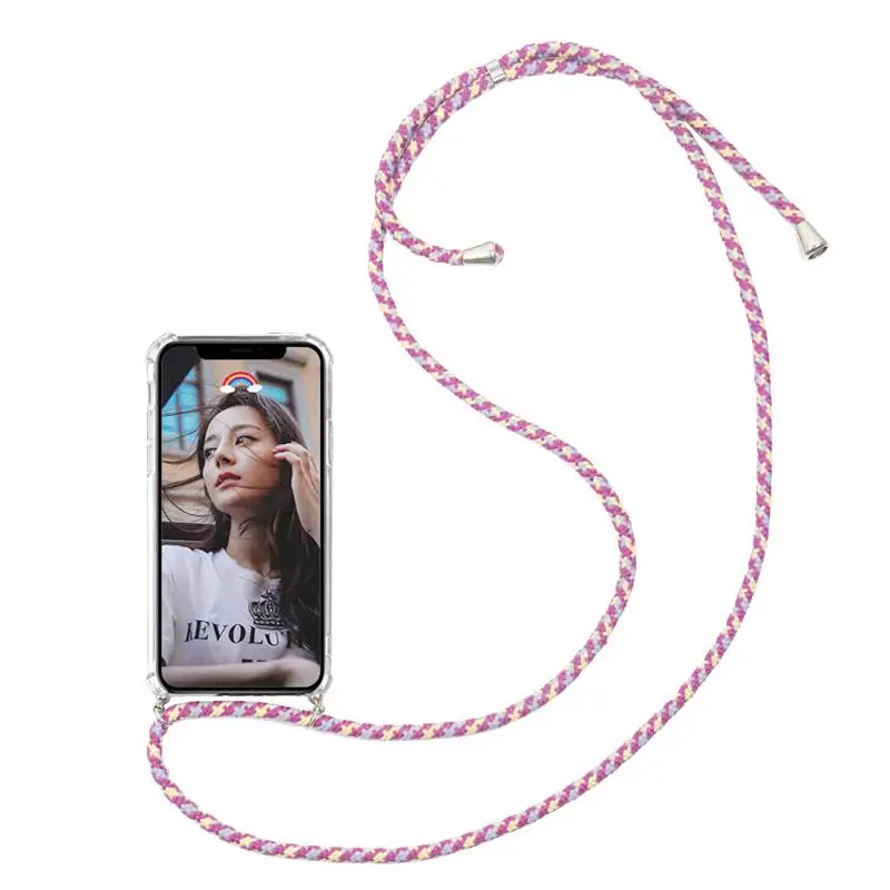 Transparent TPU Phone Case Cover Crossbody with Strap long chain For