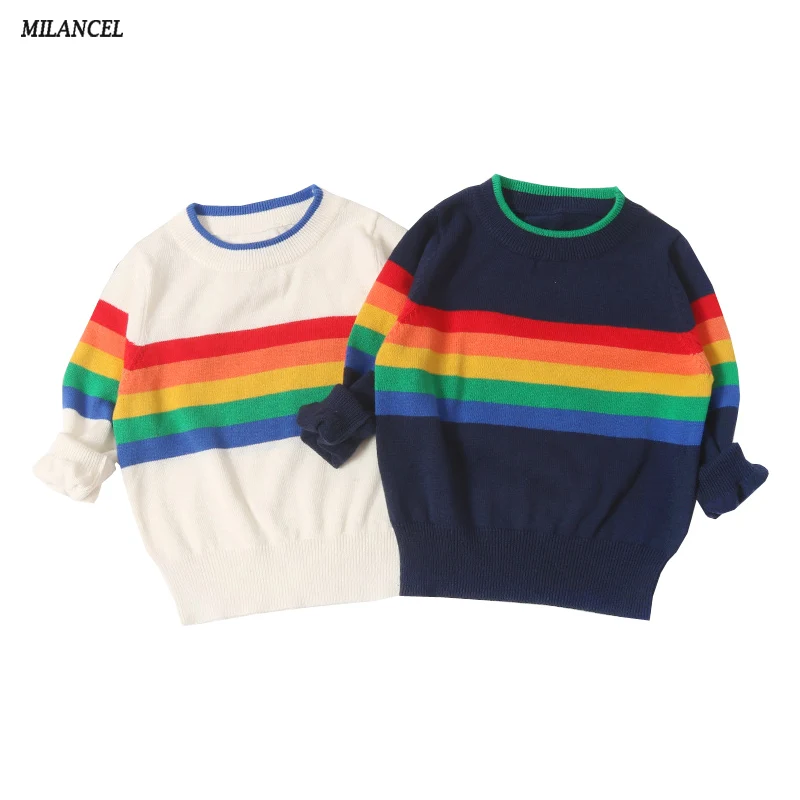 

MILANCEl 2018 Kids Sweater Striped Boys Sweaters Knit Girls Clothing Casual Boys Knit Wear Kids Pullover Girls Sweater
