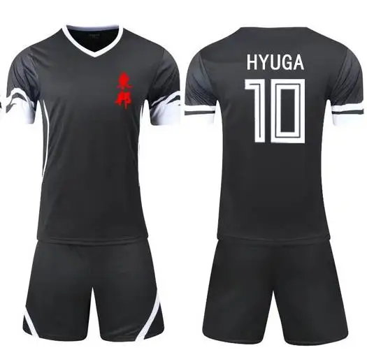 Аниме капитан Цубаса KojiroHyuga черная Джерси униформа косплей костюм футбол Короткий рукав спортивный костюм - Цвет: 1