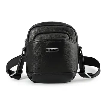 

Tiding Men's Designer Genuine Embossed Leather Waist Pag New Casual Small Shoulder Messenge Bag Storage Bags Black 2356
