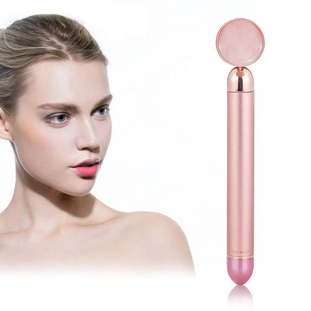 

Beauty Bar 24K Golden Pulse Face Massager Natural Round Jade Electric Facial Massage Tools for Anti-Aging Face