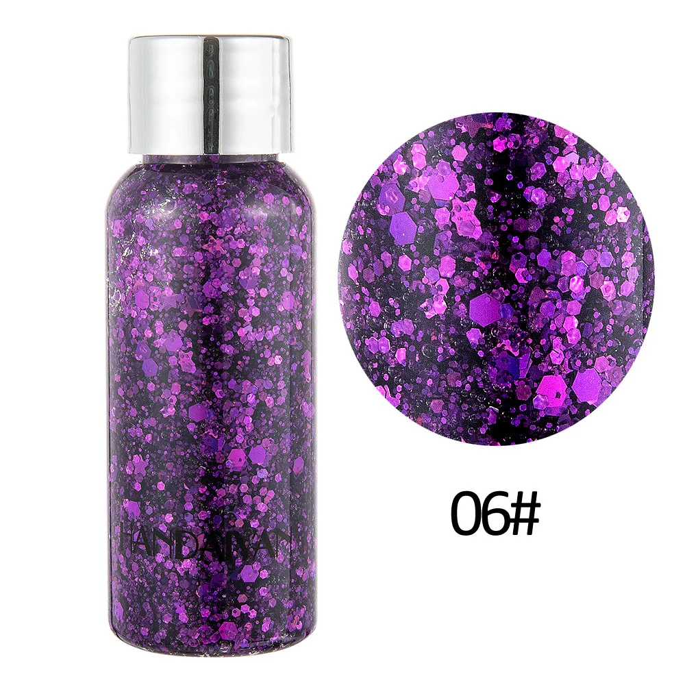 HANDAIYAN Mermaid Glitter Eyeshadow Primer Gel Professional Face Body Hair Primer Sequins Pigments Makeup Festival Decor TSLM - Color: 06