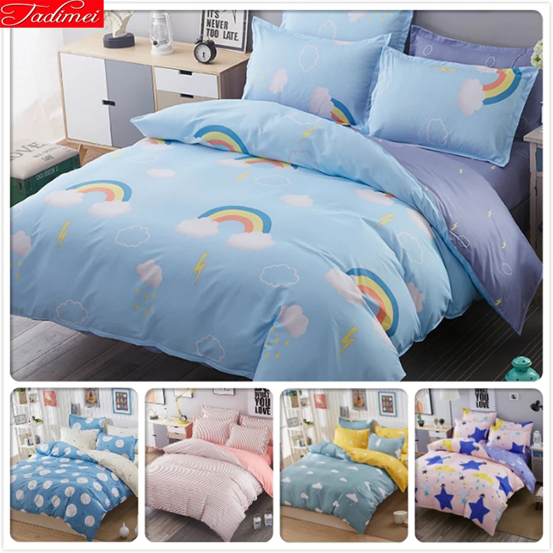 Rainbow Pattern Print Duvet Cover Full King Queen Twin Double Single Size 3 4 Pcs Bedding Set Kids Bed Linen 1 2m 1 5m 1 8m 2 2m Duvet Cover Aliexpress