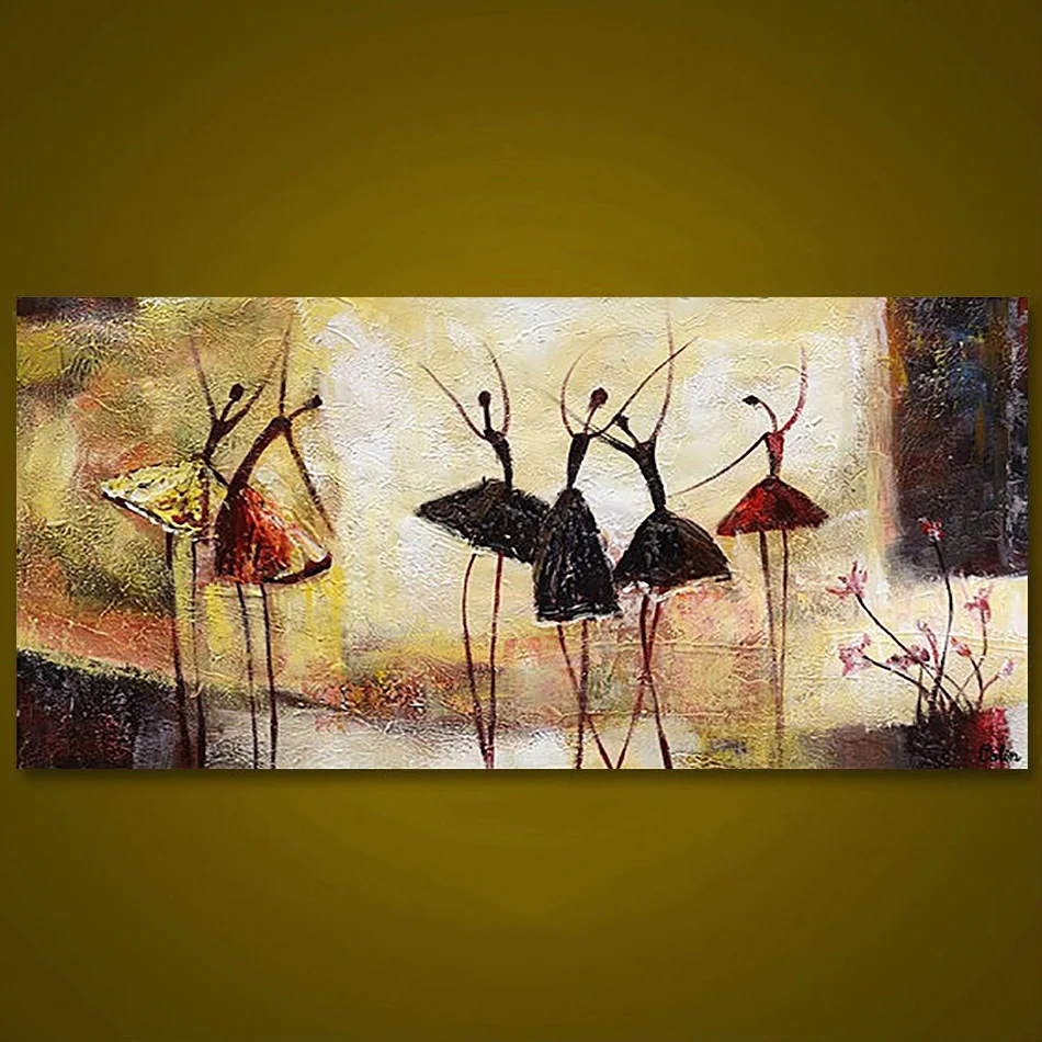 

Unframed Panel Abstract Ballet Dancer Hand Painted Oil Painting Modern Abstract Home Decor Wall Art Picture For Living Room