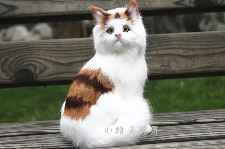 simulation cat about 22x14cm furry fur hard model home decoration Christmas gift h1179