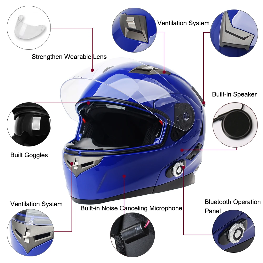 

2017 New Arrival BM2-S! Smart Motorcycle Bluetooth Helmet Built In Intercom System With FM Radio 500M BT Interphone