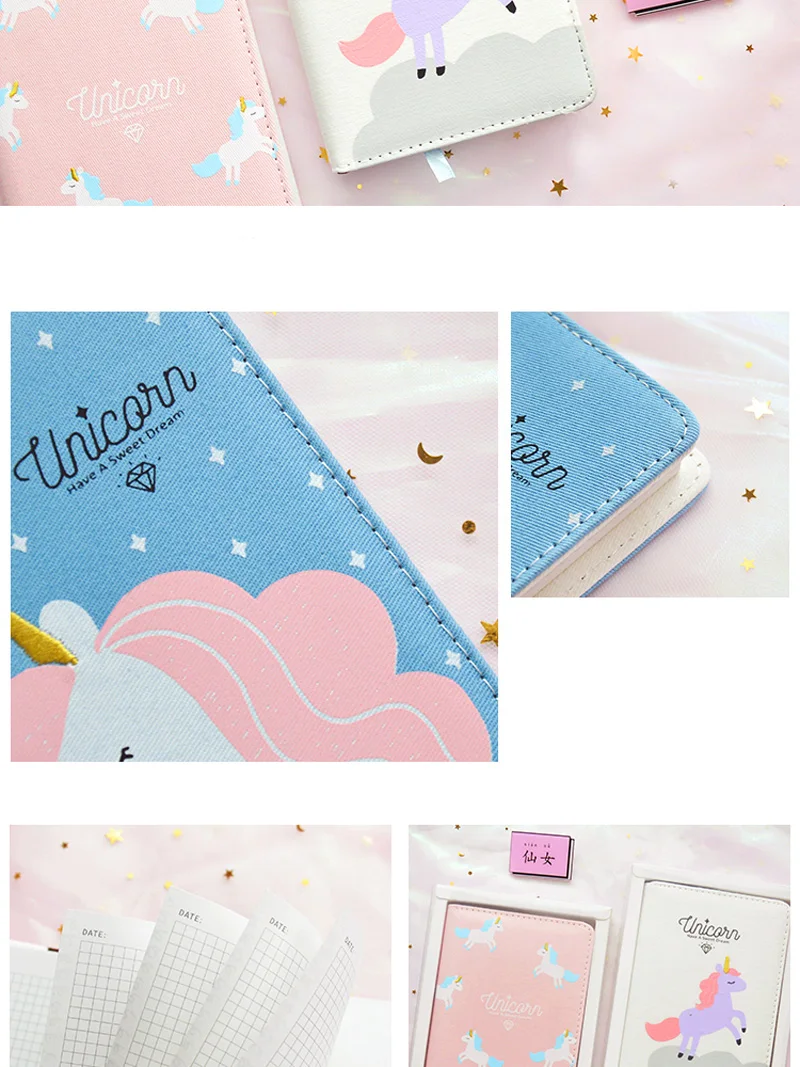 Kawaii Unicorn записная книжка Bullet Journal Agenda Planner Тканевая обложка Записная книжка Дневник ежемесячный недельный для планирования расписания школьные принадлежности