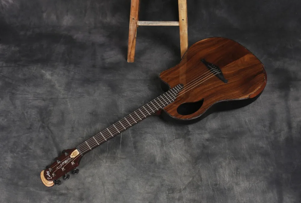 Alta calidad ronda espalda sólida acústica eléctrica Guitarras con carburo Conchas con b-band t35 acústica Guitarras ra
