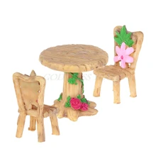 Миниатюрный стол из полиэстера и стульев микро садовые горшки для растений бонсай водонепроницаемый ремесло украшения для садового дома