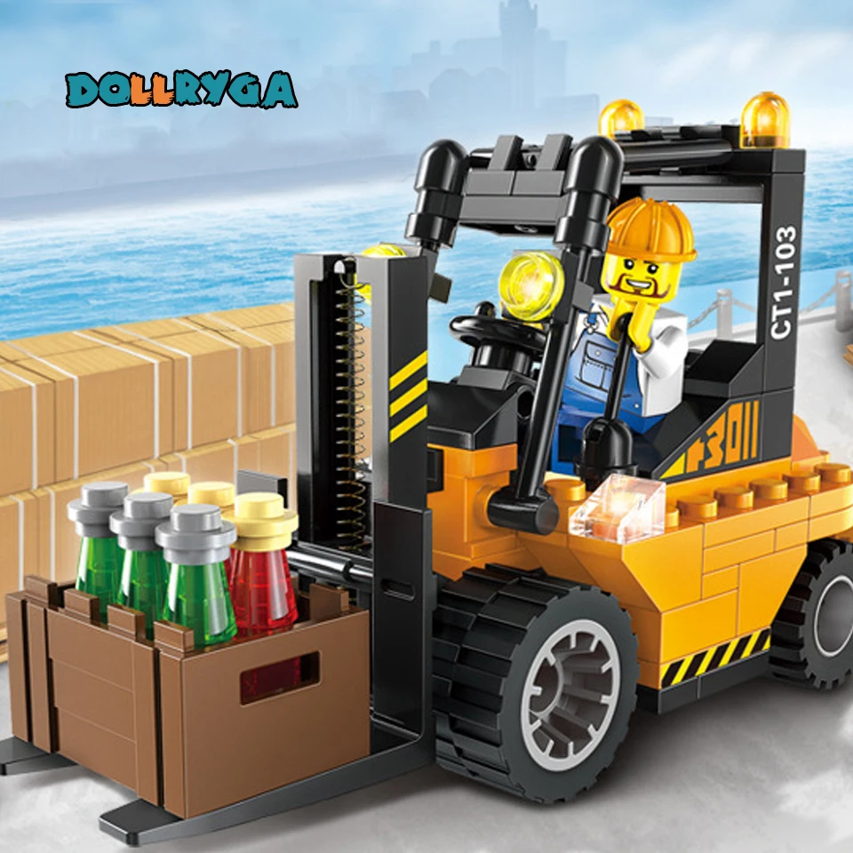 

Building Block City Construction Vehicle Heavy Forklift 115PCS Early Learning Assembly Building Block Christmas Gift For Child