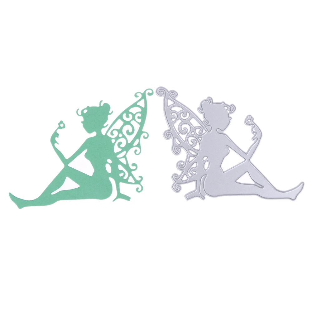 

Metal Cutting Dies Embossing Steel Dainty Sit Fairy with Wing Stencils DIY Scrapbooking Card Album Photo Painting Template