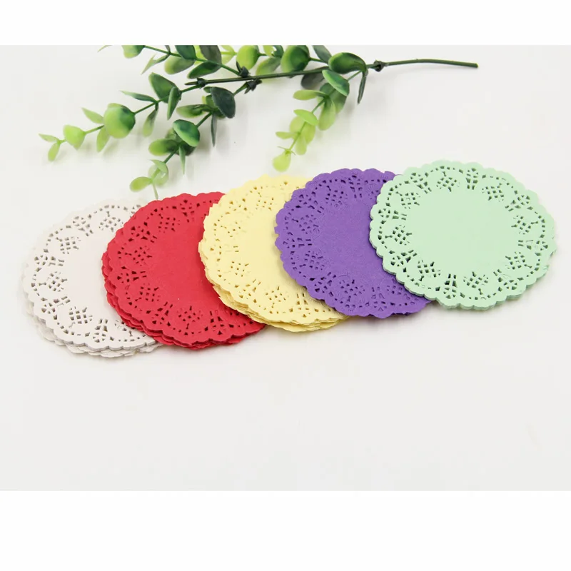 

Creative Craft 3.5" Inch Round Colorful Paper Lace Doilies Cake Placemat Party Wedding Gift Decoration 100pcs/pack