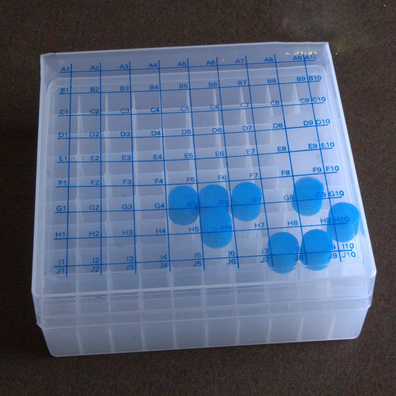 

High Quality 100holes 1.5ml/1.8ml PC Frozen tube box iquid nitrogen storage box freezing box with number
