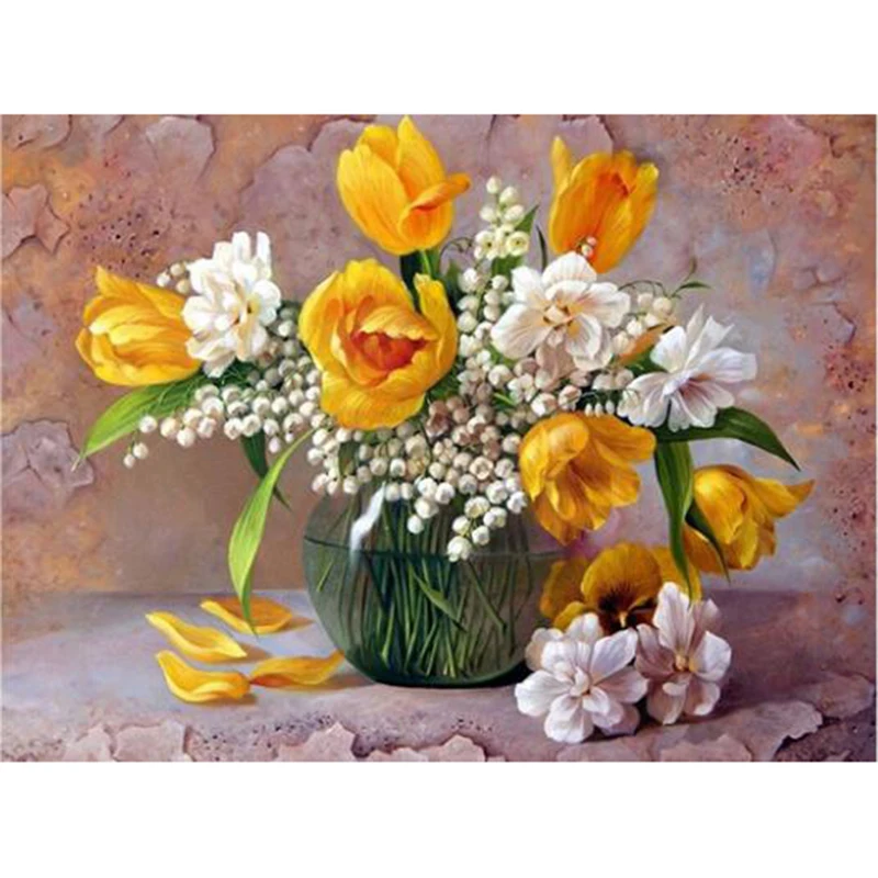 

new Diamond Embroidery Flowers 5D DIY Diamond Painting Tulip Full Square/Round Drill Cross Stitch Mosaic Decoration Home z267