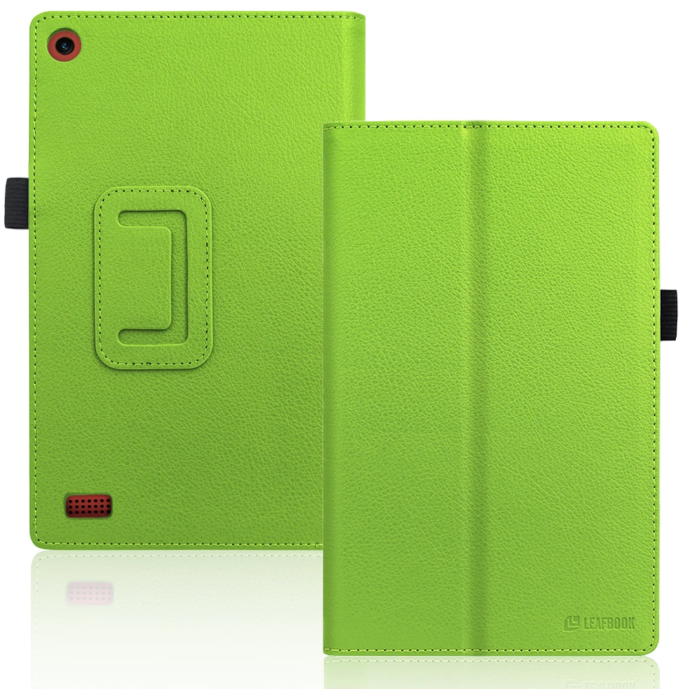 Твердый чехол из искусственной кожи для Amazon Fire 7 Smart Cover Auto Sleep Wake складные чехлы с подставкой и принтом для Fire 7 Tablet(7th Gen, Release - Цвет: Зеленый