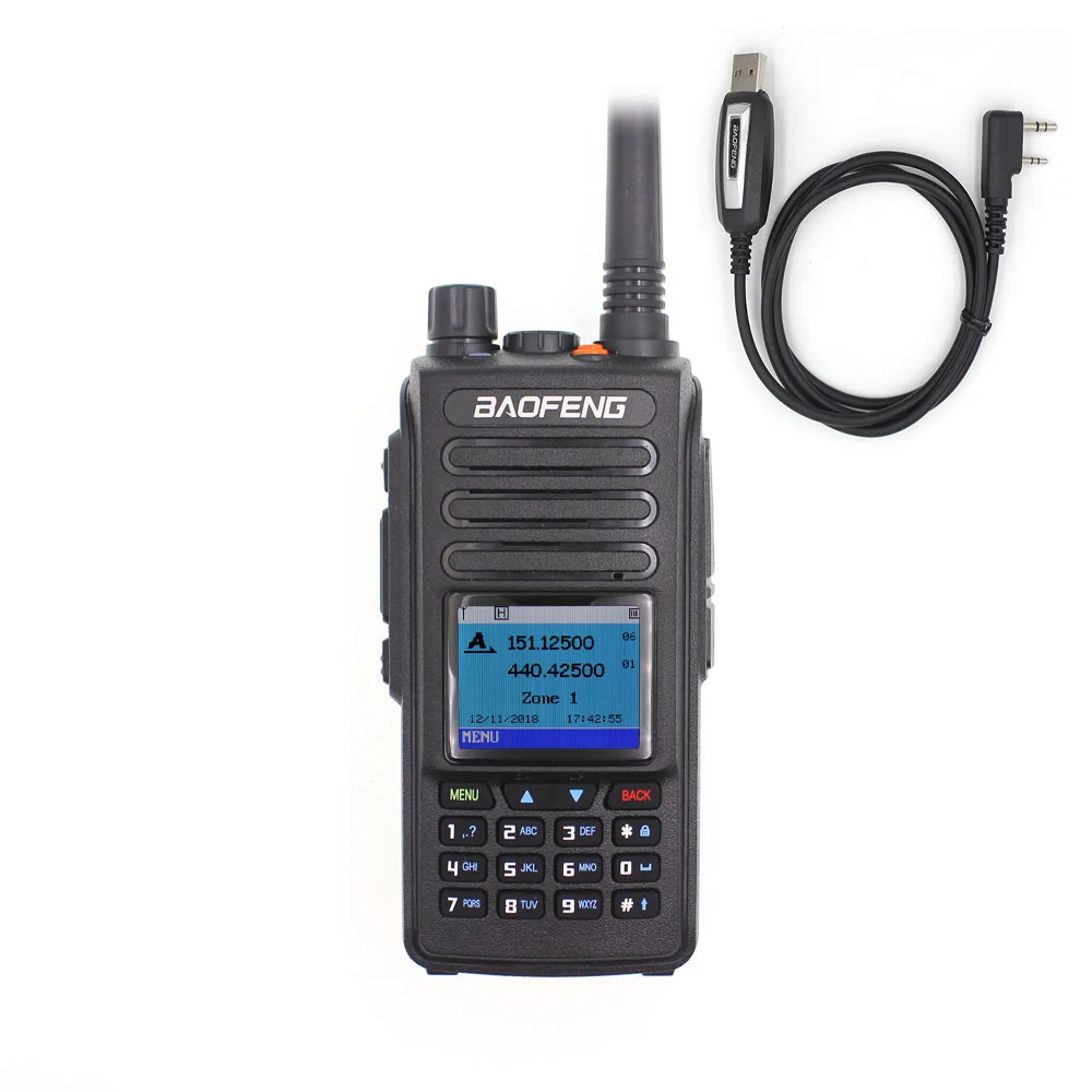 Baofeng DMR DM-1702 gps иди и болтай Walkie Talkie VHF UHF 136-174& 400-470 МГц Dual Band Dual Time slot уровня 1 и 2 цифровое радио DM1702 - Цвет: Radio With Pro Cable