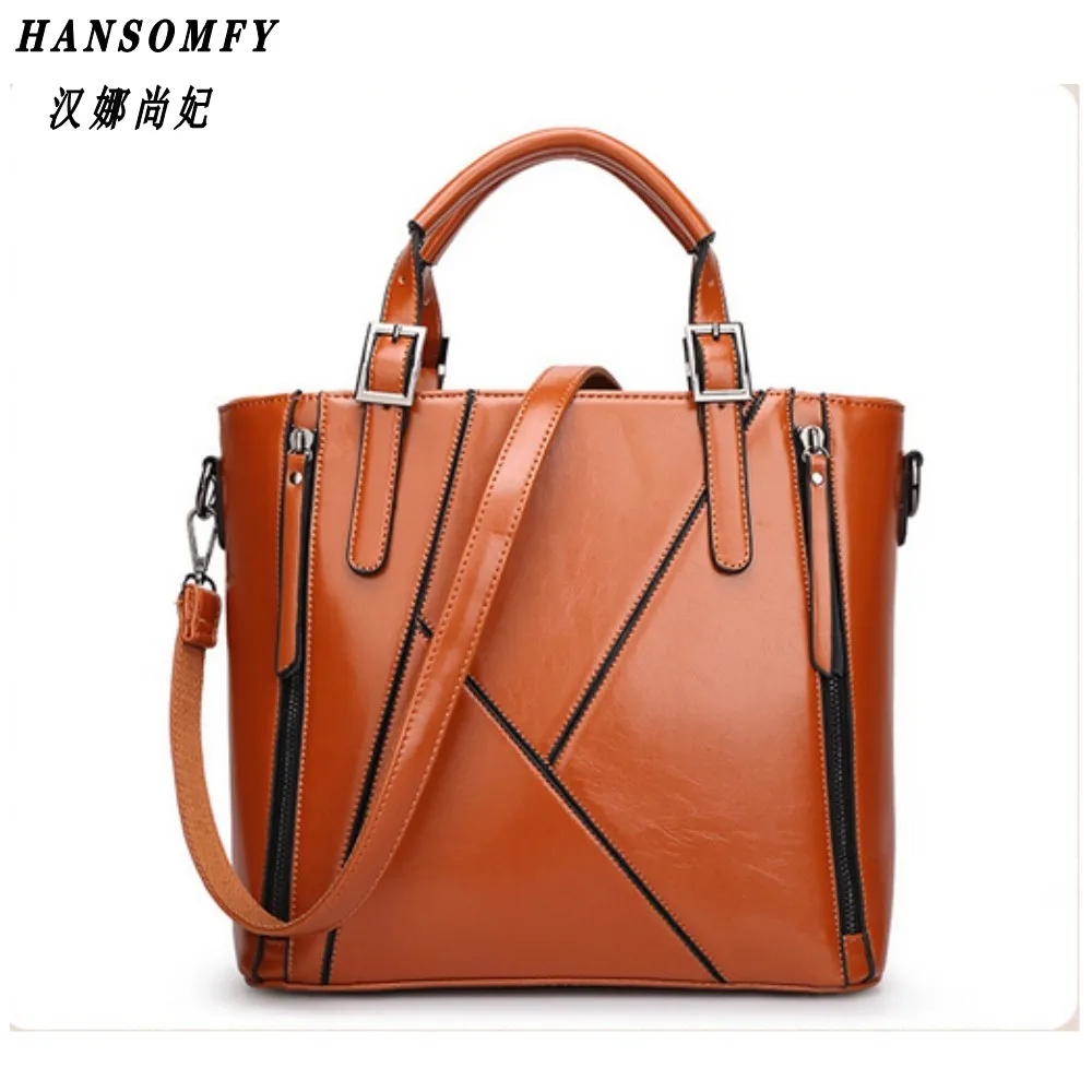 100% Genuine leather Women handbags 2018 New Europe Handbag Shoulder Messenger Bag Design stitching fashion ladies bag