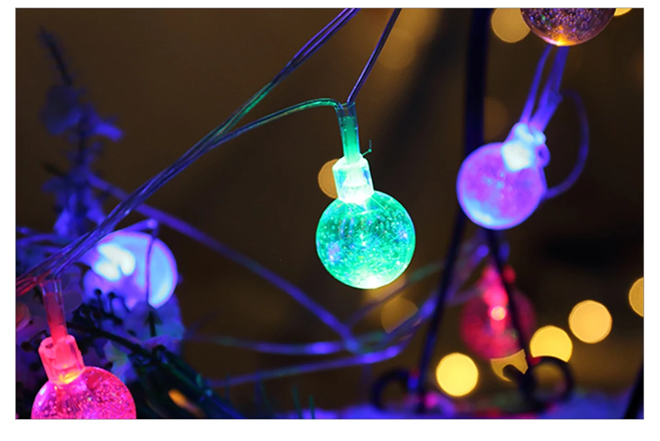LED Solar String Lights Outdoor RGB 6M 7M Crystal Ball Christmas Trees Garden Party Holiday Decorative Dream Fairy Lamp (15)