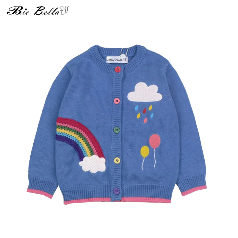 

Children's Knitted Sweater Girl Cardigan Knit Sweaters 2018 Boys Rainbow Cloud Pattern Outwear Coat Kids Boys Cardigans