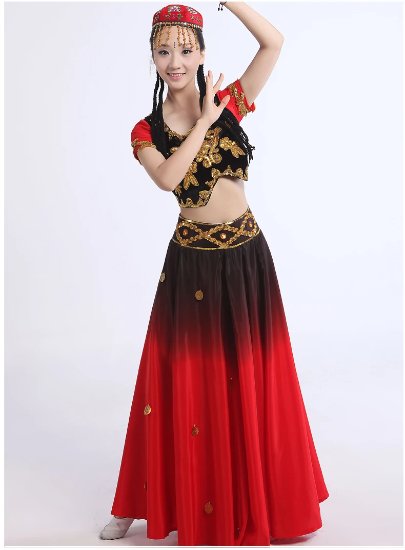 New big swing Uighur costumes minority dance costumes Chinese folk dance wear ethnic dance costumes performance wear