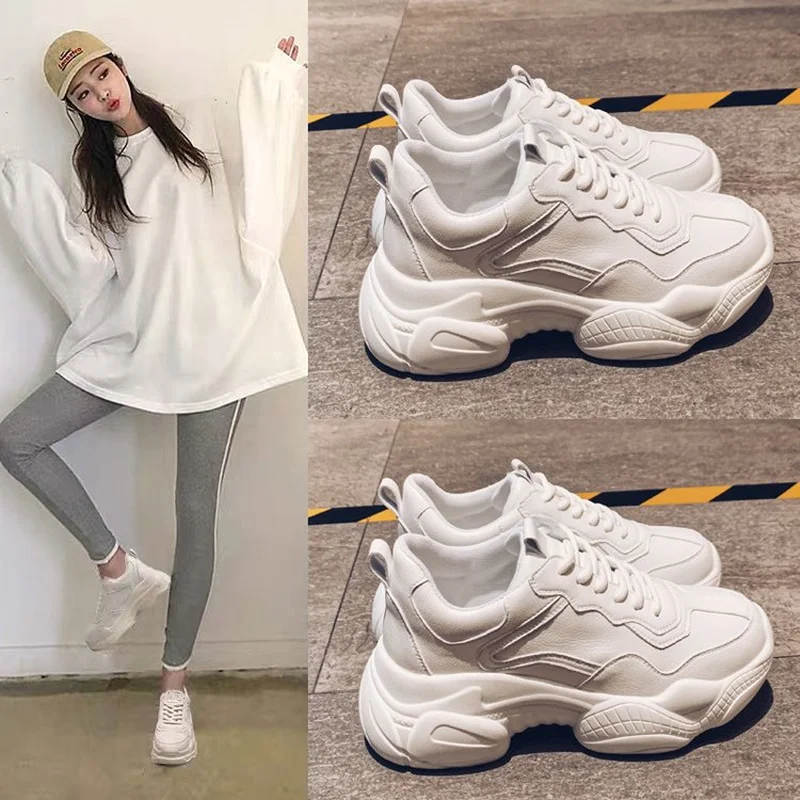 OLOME/сезон осень; модный тренд; Корейская версия маленьких белых туфель; повседневная и удобная женская обувь из сетчатого материала на толстой платформе