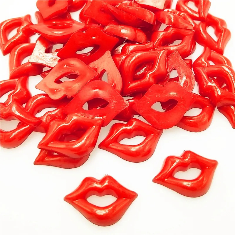 

suoja 100pcs/lot Cute Plastic Decoration Lip Buttons RED Colors Cartoon Mouth button DIY BUTTON Craft Garments Sewing Ornaments