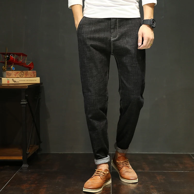 

2019 Autumn/Winter Trend Harlan Jeans male elastic loose big-size pants black men's small feet trousers MW115