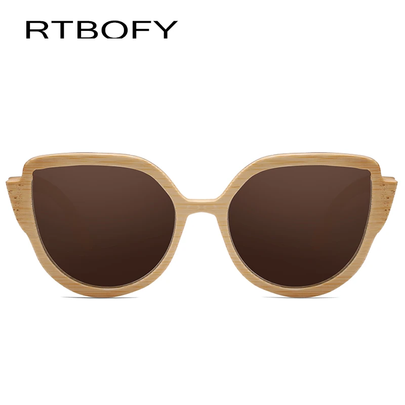 RTBOFY деревянные солнцезащитные очки для женщин поляризационные линзы с