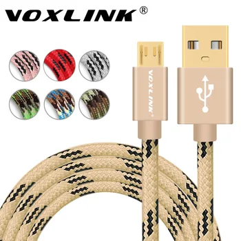 VOXLINK Micro USB Cables 0.5M 1M 2M 3M Metal Braided Cord Data Sync Wire Charger For Samsung Galaxy Xiaomi HTC Android phones