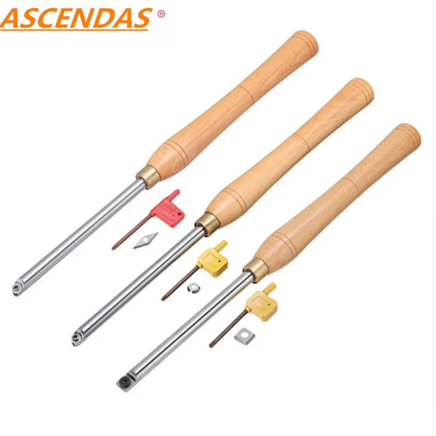 ASCENDAS Round Square Diamond Wood Turning Tool Carbide Insert Cutter Tools Straight Multi Bit