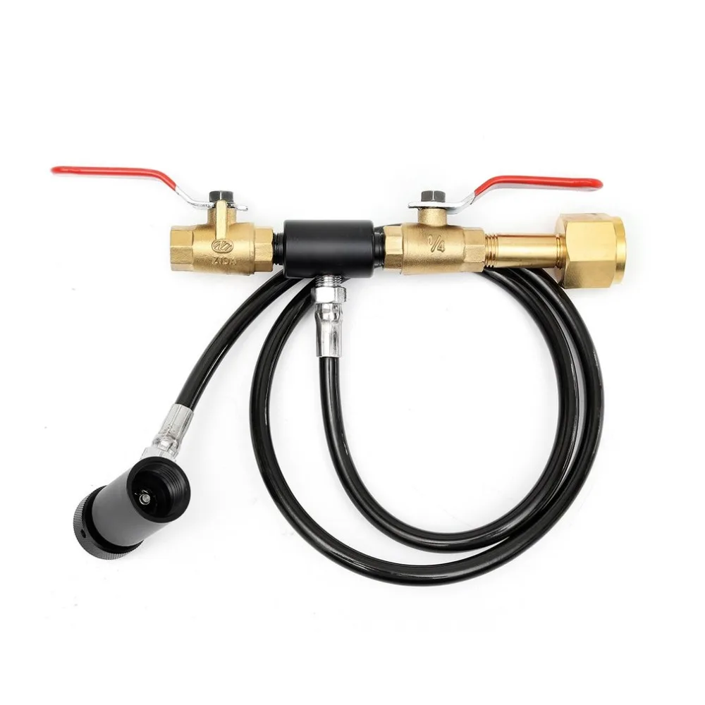 

2018 Paintball CO2 Fill Station Dual Valve CO2 Fill Adapter Tank Bottle Refill Filler Dual Valve Lever With 90CM Hose