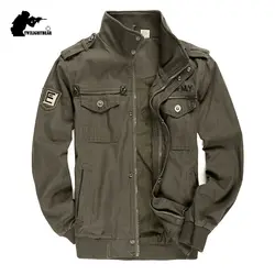 Новый бренд военный пилот куртка высокого качества стиральная хлопок плюс армейский размер зеленый мужская повседневная куртка пальто