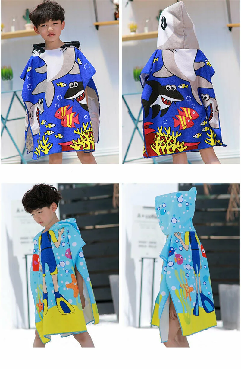 PUDCOCO NEW Kids Children Bath Soft Warm Wrap Hooded Robe Cloak Cute Cartoon Pattern Infant Blanket Kids Bath Towel