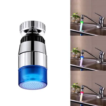 

2019 New Temperature control color led faucet kitchen sink temperature change water glow water shower faucet faucet lamp #3J24