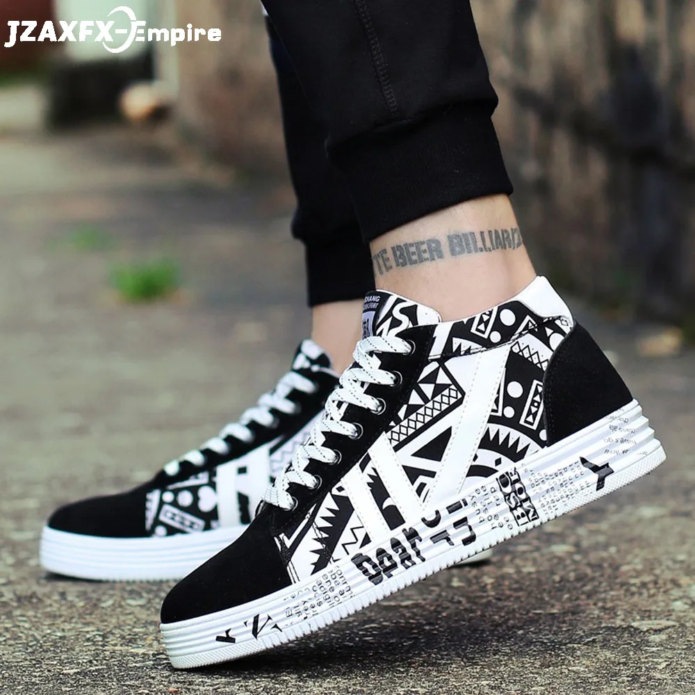 

Men Casual Shoes Pirnt Fashion Sneaker High Top Lace-up Flat Shoes For Men tenis masculino Breathable Zapatilla Hombre