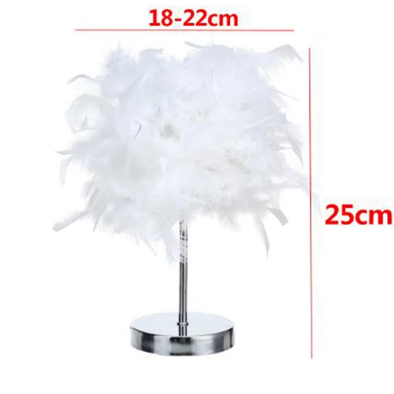  Feather Shade Metal Table Lamp Bedside Desk Vintage Night Light Christmas Decor Soft Vintage Bedroo - 33051791958