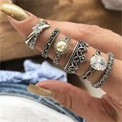 15 шт./компл. Boho Для женщин крест сердце пальмовых листьев цветы звезда круглые золотые кольца модные вечерние драгоценный камень кристалл кольцо набор, ювелирное изделие, подарок