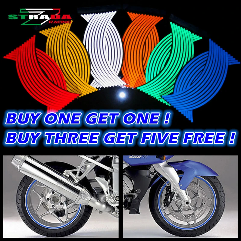Strip Motorcycle Wheel Sticker Reflective Decals Rim Tape Bike Car Styling 16pcs Strip Motorcycle Wheel Sticker Reflective Decals Rim Tape Bike Car Styling 16pcs