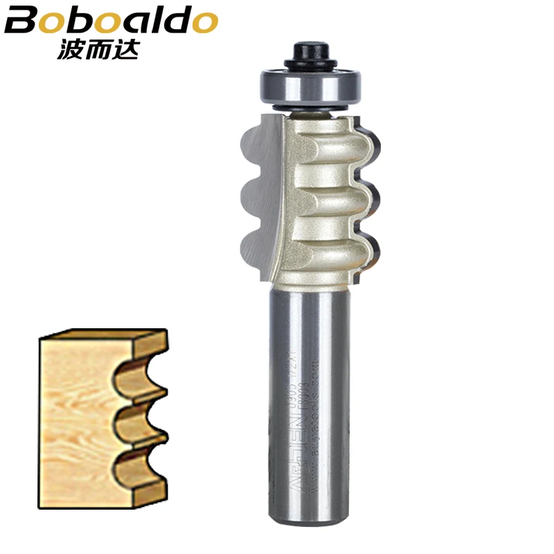 1pcs 1/2 Shank Triple Flute Bit TC Concave with Ball Bearing